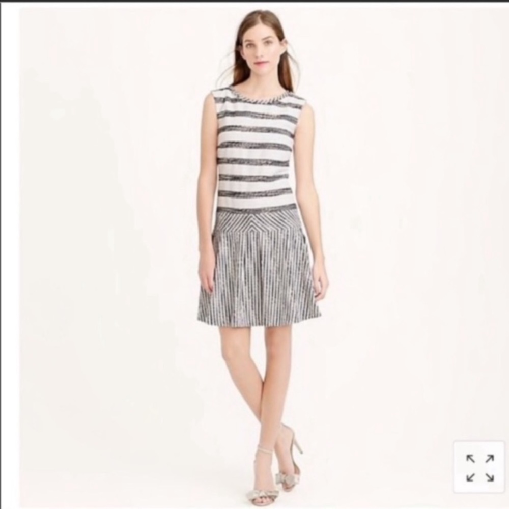 J. Crew tweed stripe pleated skirt dress